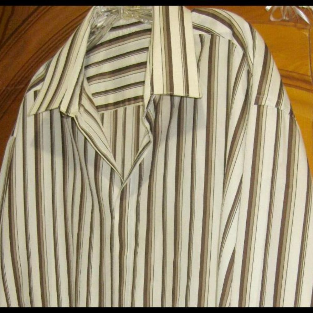 Mens VINTAGE LORIS AZZARO 70's Retro Pinstripe Button BIG & TALL Silky Shirt  XL